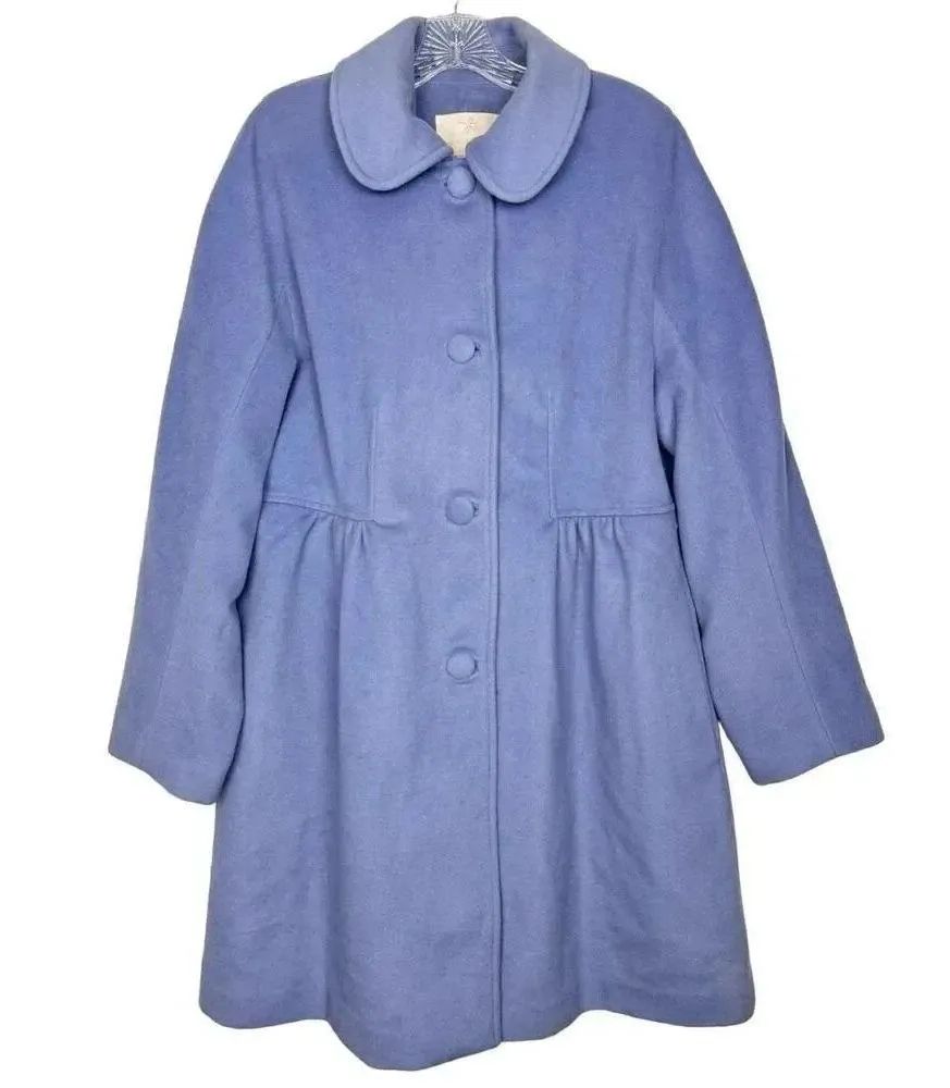 Gal Meets Glam Eloise Wool Blend Pea Coat XL Single Breasted French Blue Pockets - Image 3