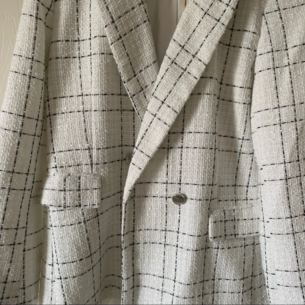 House of Harlow Revolve 1960 White Tweed Blazer Size M - Image 4