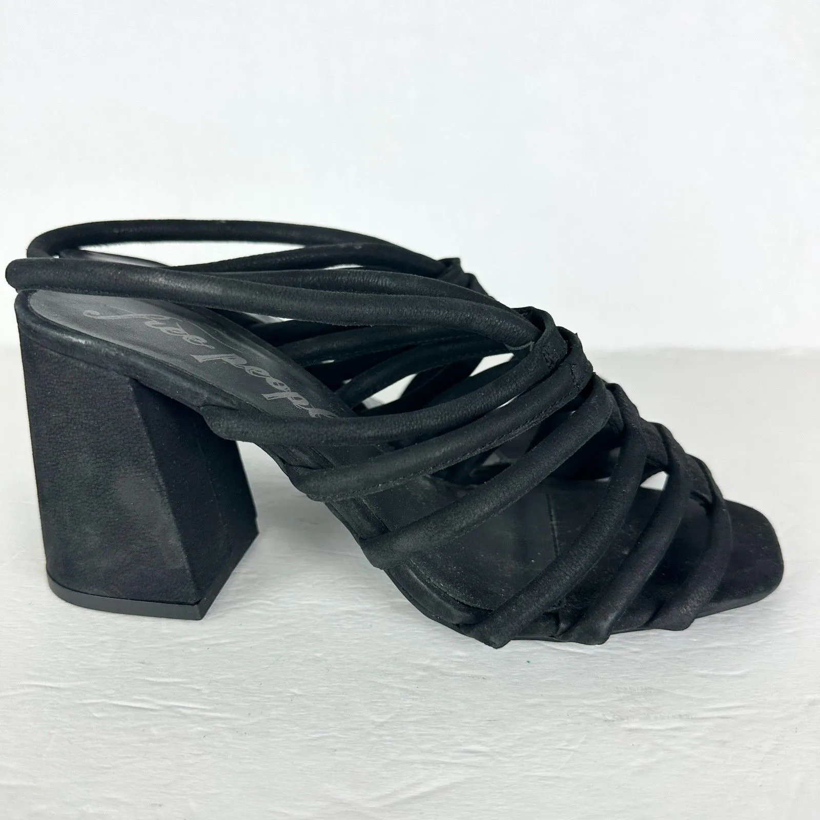 Free People Colette Cinched Heel Size 37.5 US 7 Black Leather Slingback - Image 2