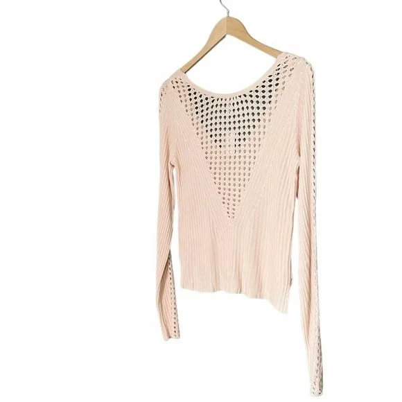 NWT Free People Starlight Ribbed Boho Tunic Open Knit Sweater Cream Size XS NEW - Image 7