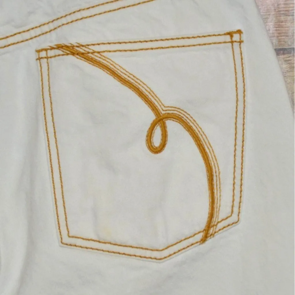 Tory Burch Ladies Off White Embroidered Straight Leg Jeans Size 30 Cotton Denim - Image 6