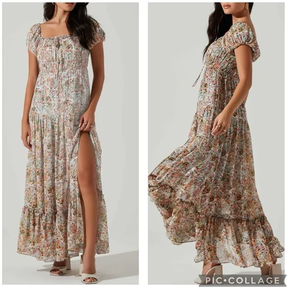 ASTR The Label Roseline Floral Maxi Dress Blue Pink XL - Image 2