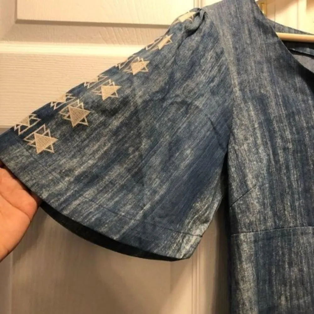 NEW Umgee Embroidered Chambray Dress - Image 4