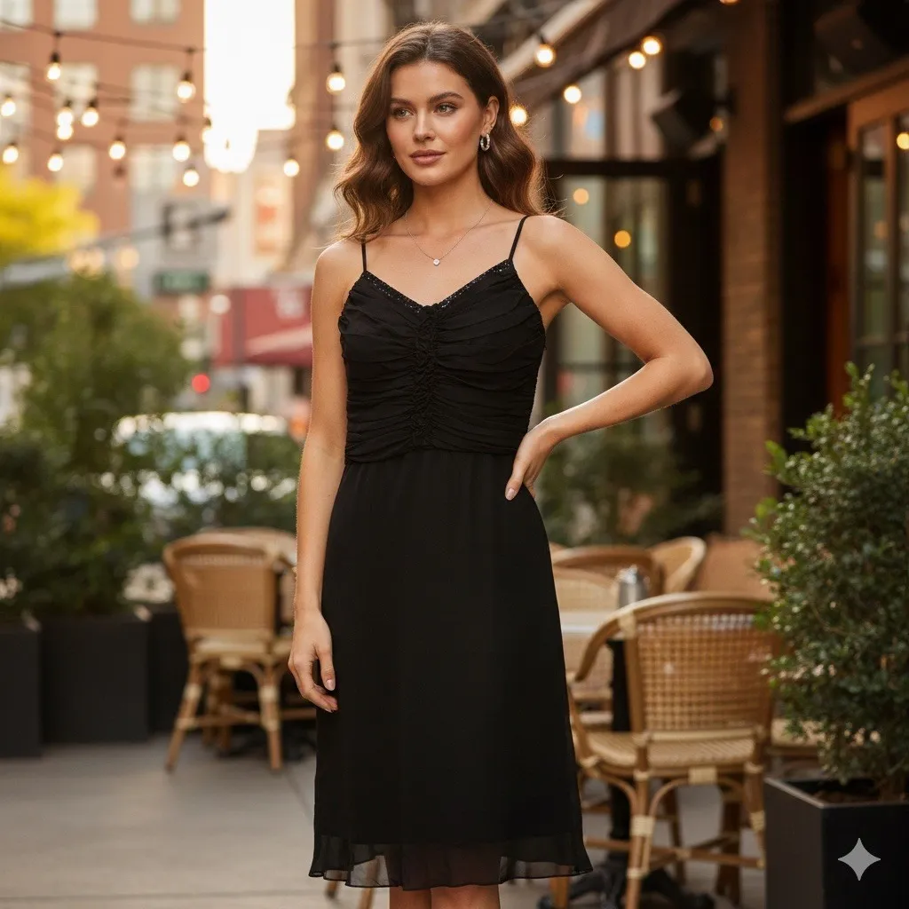Cache  Black Silk Slip Dress Size 4 - Image 2