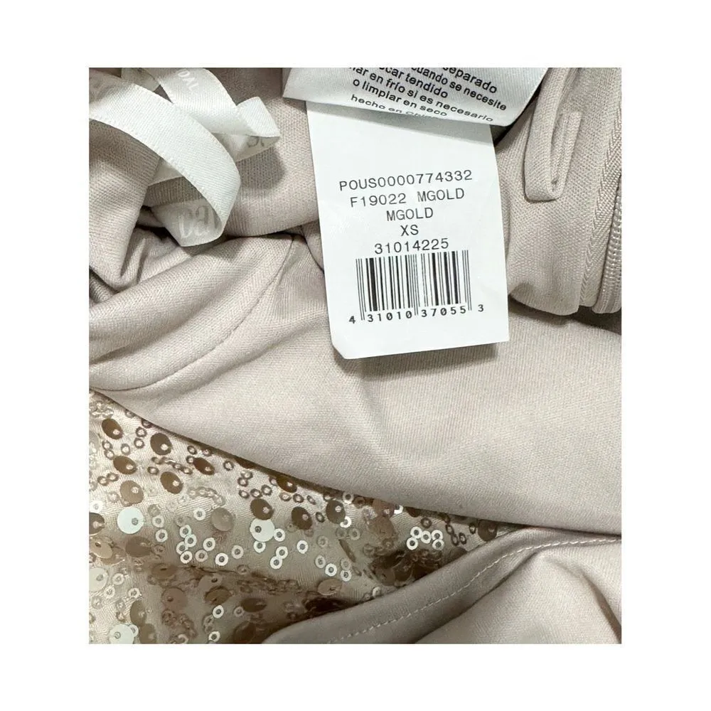 David’s Bridal Long Sequin‎ Sheath Blouson Maxi Dress Gown Cap Sleeves Gold XS - Image 16