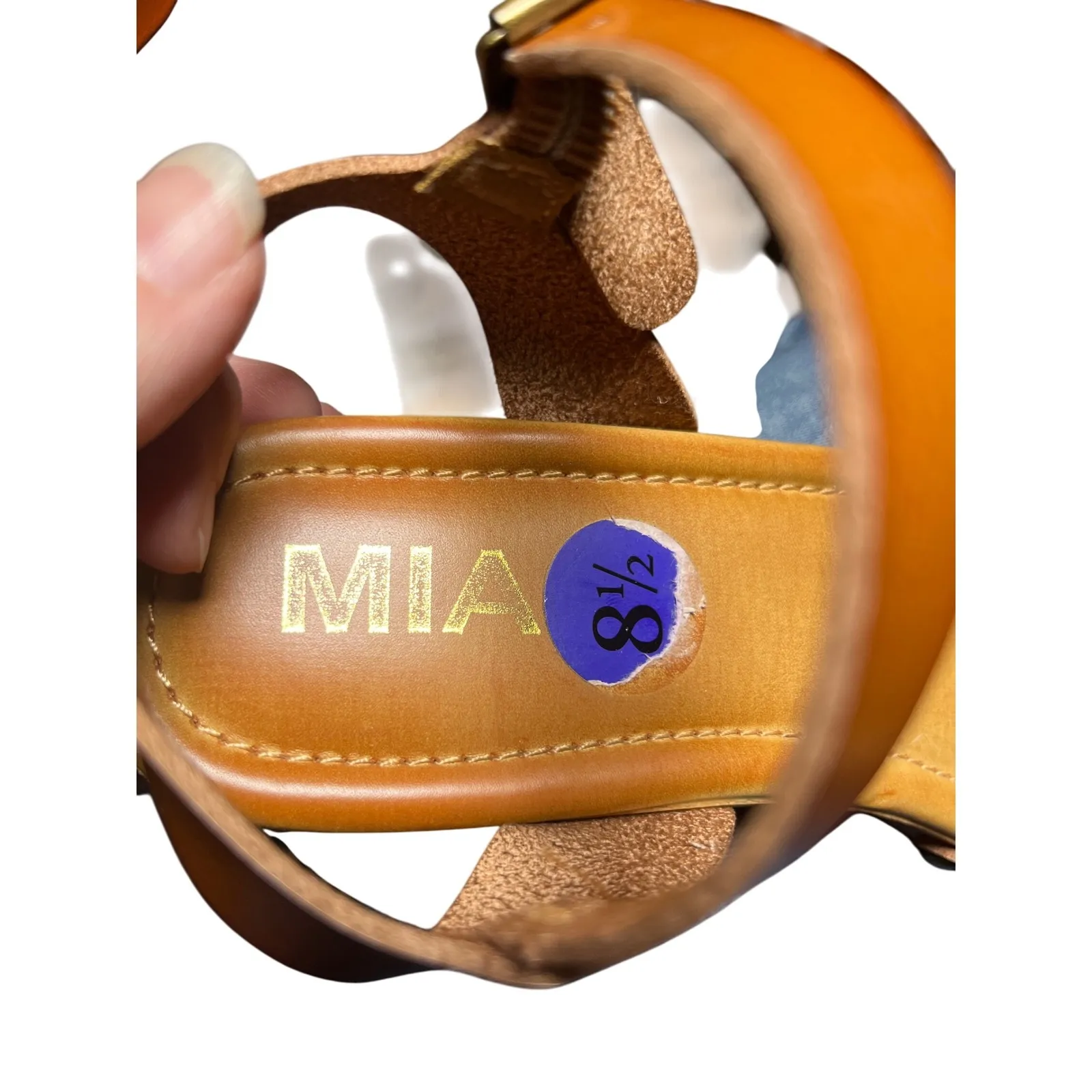 MIA Brown Criss Cross Platform‎ Sandals Wood Heel Boho Retro 70s Size 8.5 - Image 6