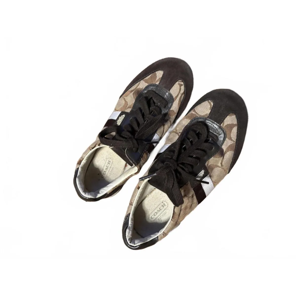 Vintage Y2K Coach Sneakers Brown/Black Signature Canvas sz 6 - Image 2