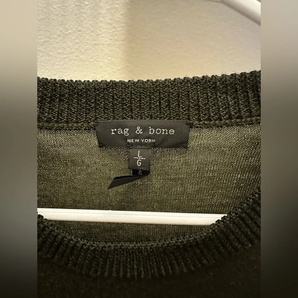 Rag & Bone Sadie Merino Wool & Silk-Blend Shift Sweater Dress Green Medium - Image 4