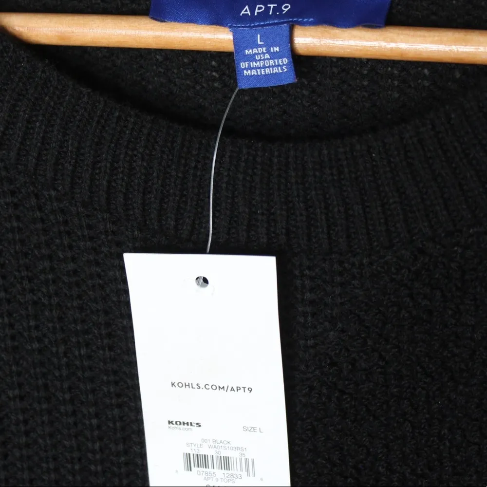 Apt. 9 Black Crewneck Asymmetrical Carpet Sweater - Image 5