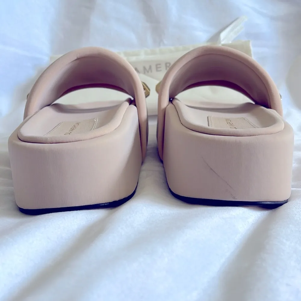 Good American Gold Chain Platform Slide Sandals NIB - Image 6