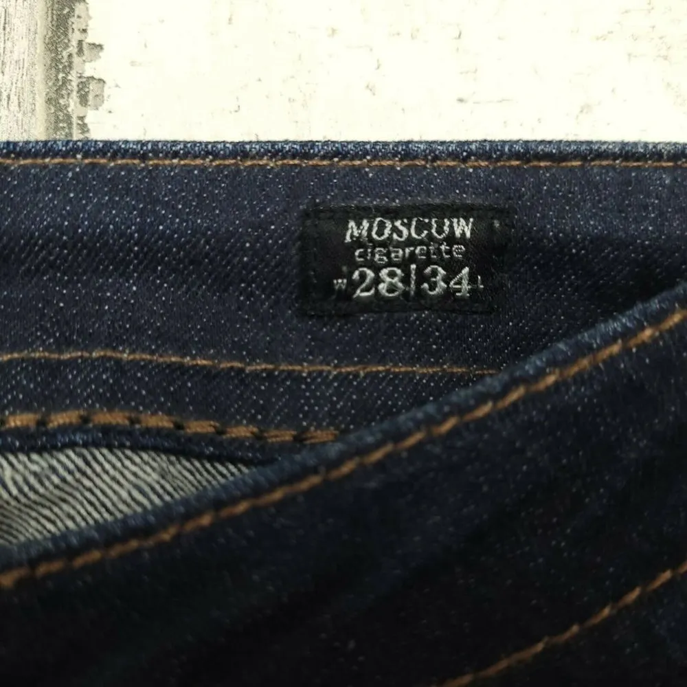 MEK DNM By Moscow Cigarette Bootcut Jeans Dark Wash Size 28x34 EUC Blue - Image 7