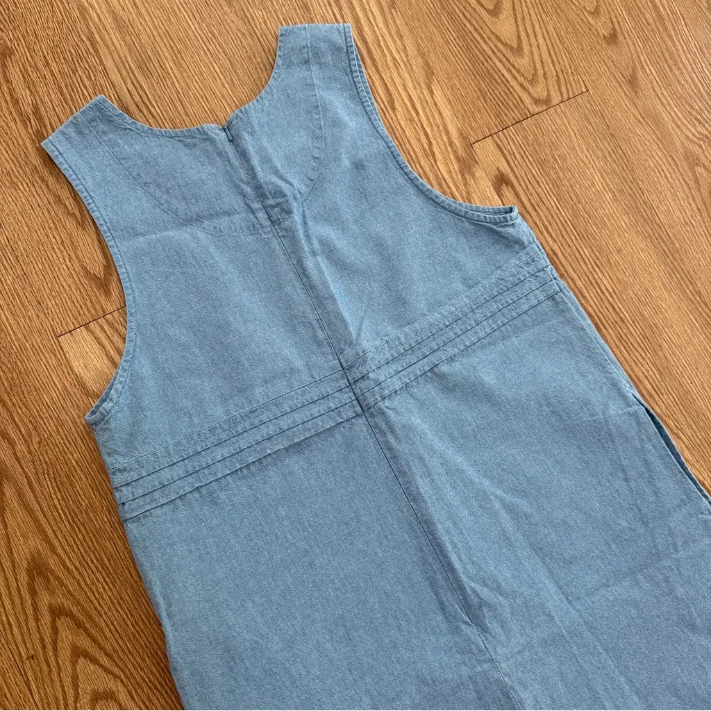 Westbound Denim Jumper Dress, Floral Hem Embroidery & Pockets-PS light blue wash - Image 5
