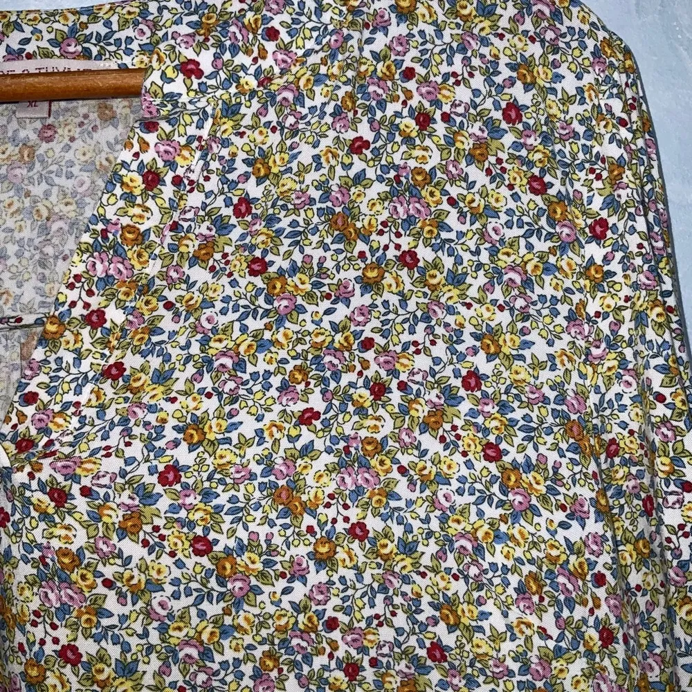 Rose & Thyme Floral Notched Neck 3/4 Tie Sleeves Loose Fit Pullover Blouse XL - Image 6