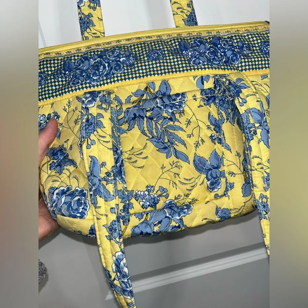 Americana by Sharif Vintage Retired Yellow/Blue Floral Fabric Zipper Closure Bag - Image 5