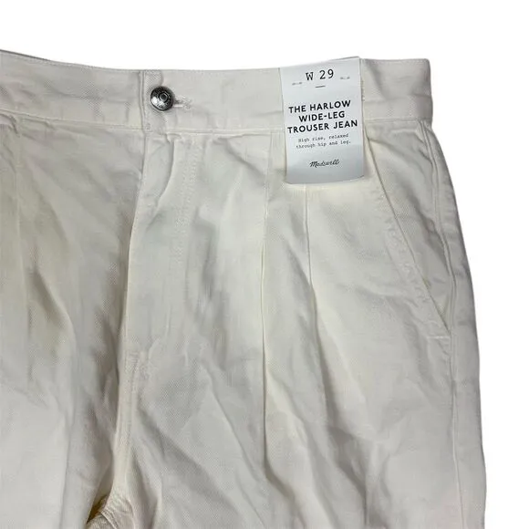 NWT Madewell Women's‎ The Harlow Wide-Leg Jean Airy Denim Trouser Off White 29 - Image 5