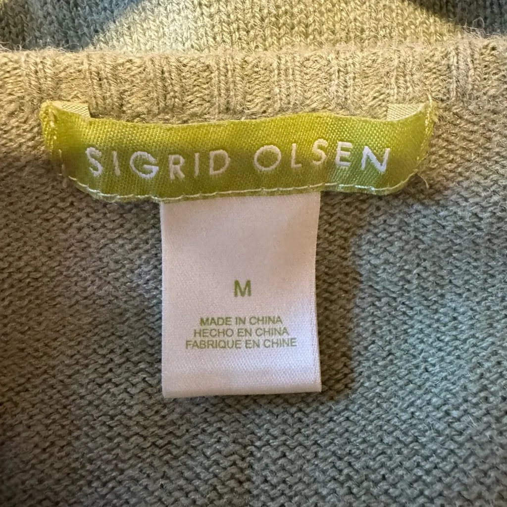 Sigrid Olsen Olive Cardigan Sweater - Image 4