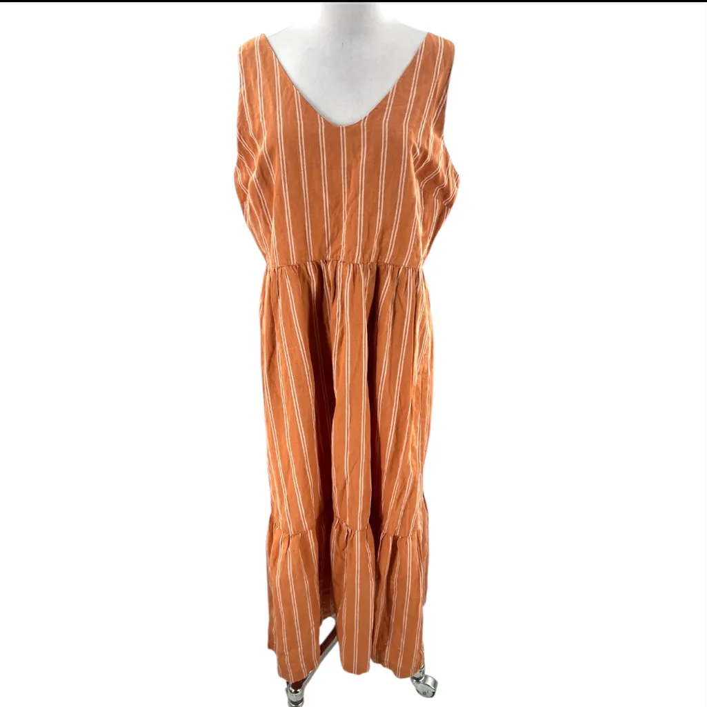 Pact Canopy Linen Easy Tank Dress Made with Organic Cotton Sz L - Image 3