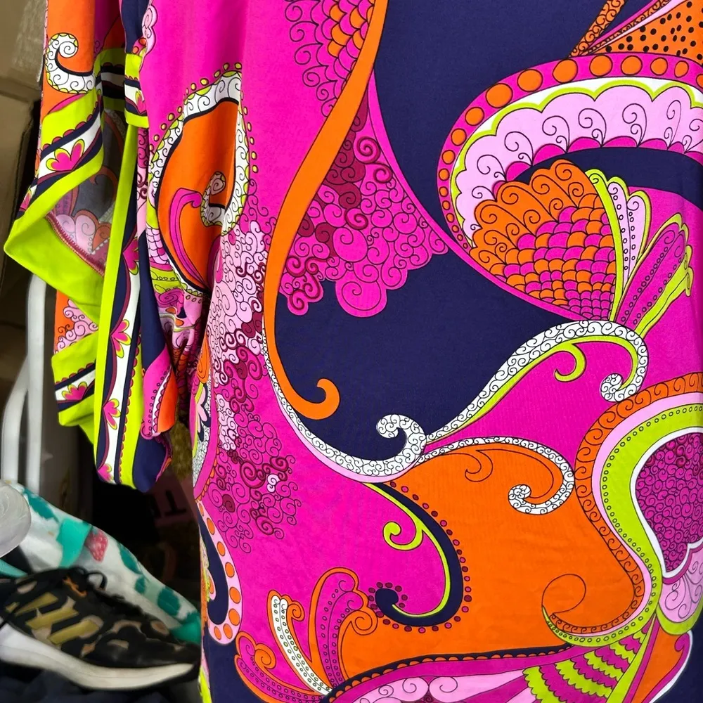 Trina Turk Tunic Swim Coverup top blouse slinky paisley size small - Image 4