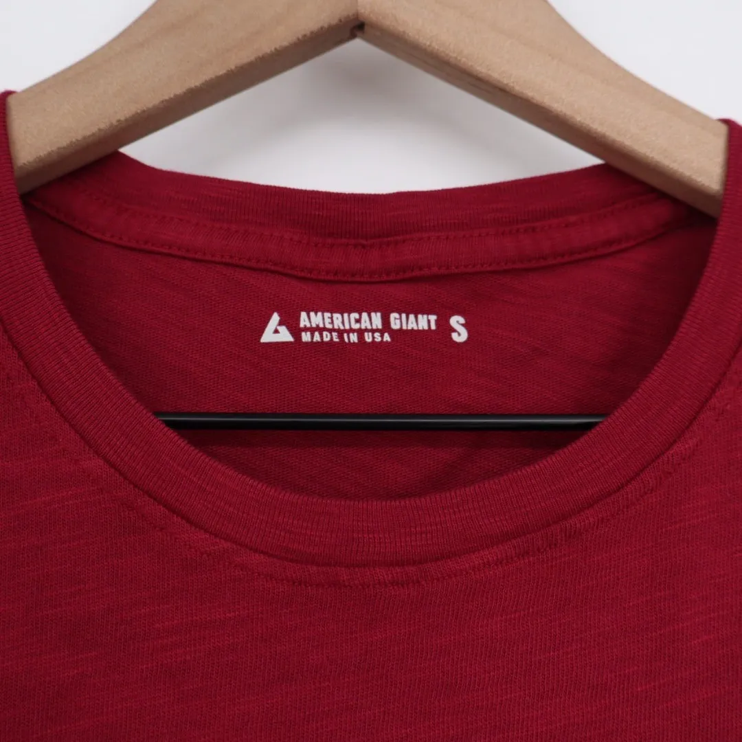 AMERICAN GIANT Crew Neck T Shirt Red Short Sleeve Made USA Women's Size S - Image 3