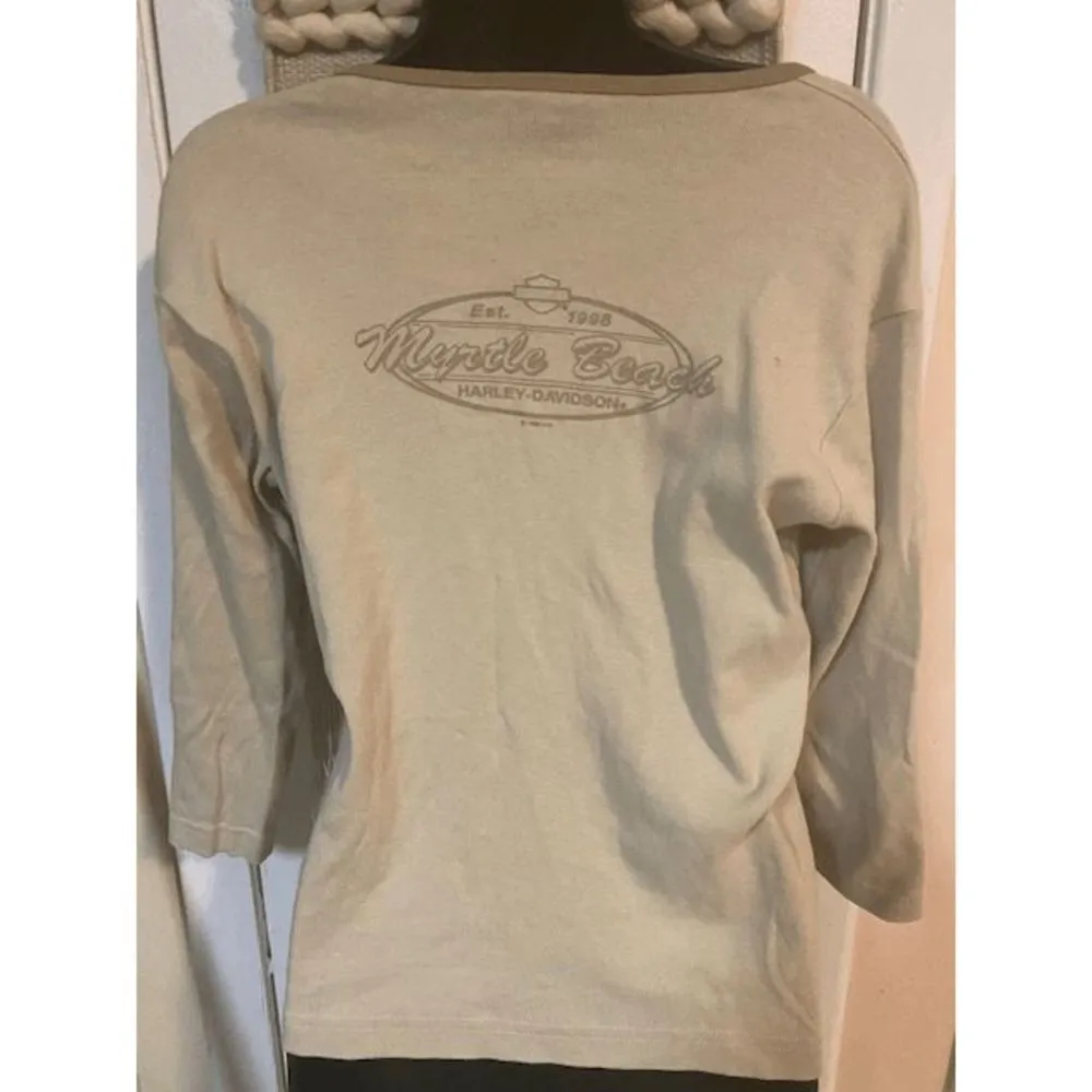 Harley Davidson 3/4 sleeve snap up shirt - Image 2