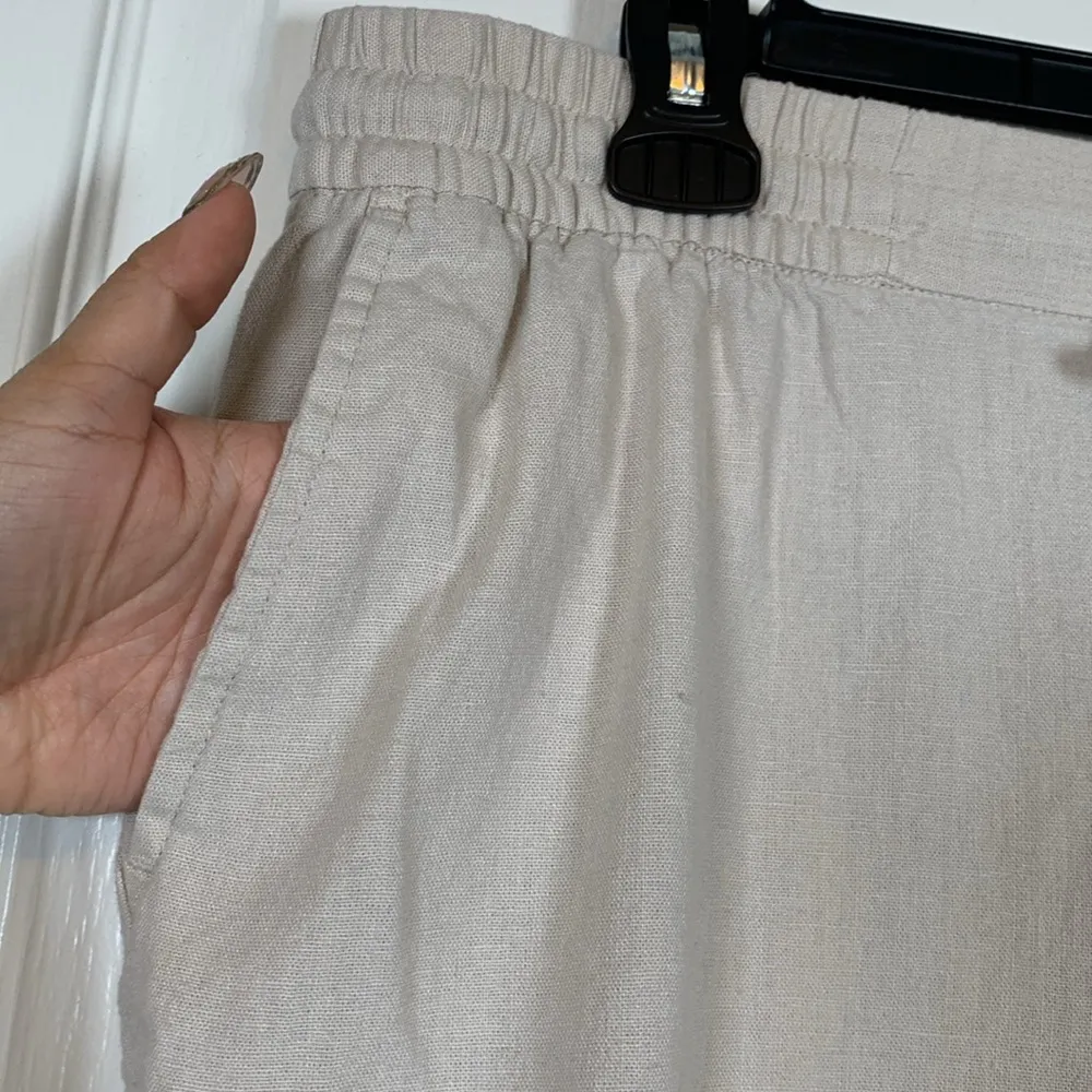 Old Navy Cream Linen Blend Ankle Pants Size Large EUC #VEG-0087 - Image 3