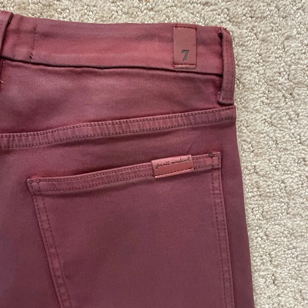 7 For All Mankind High Rise Coated Burgundy BootCut Jeans size 30 - Image 14