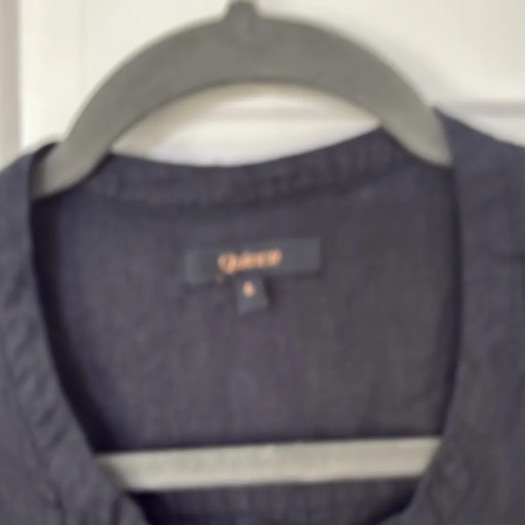 Quince linen sleeveless swing half button dress Black Size L - Image 3