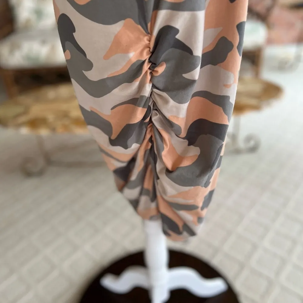 Venus Dress Camo Ruched Bodycon Long Sleeve Grey 2X Party Brunch Date Night Chic - Image 14