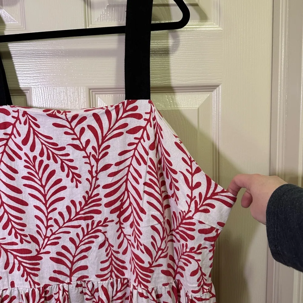 Who What Wear Linen Blend Sleeveless Dress Women’s Plus Size 3X Red Floral Flare - Image 2