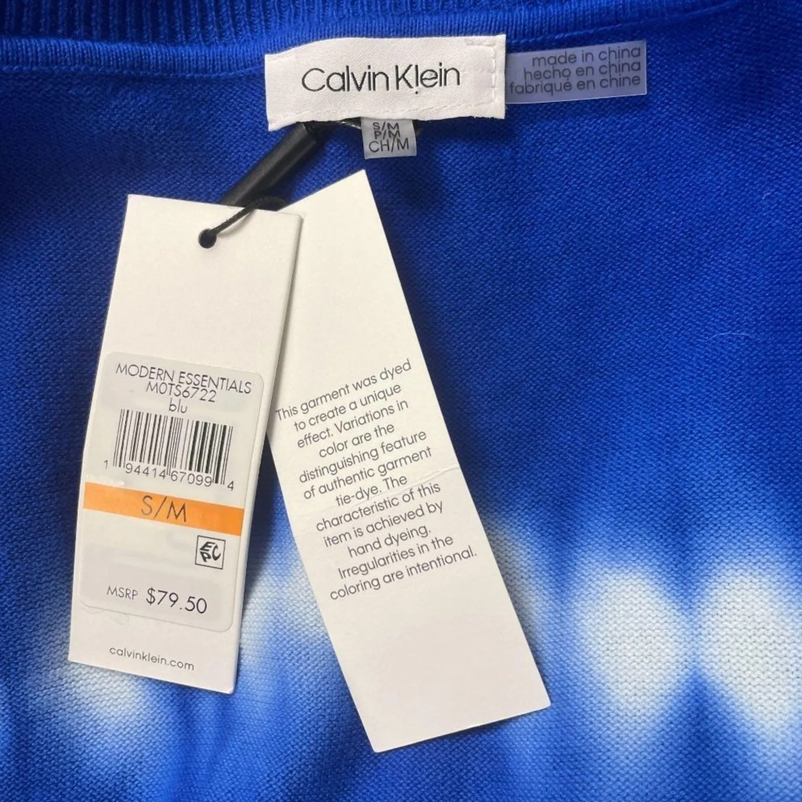 NWT Calvin Klein Blue Tie-Dye Dolman Poncho S/M - Image 6