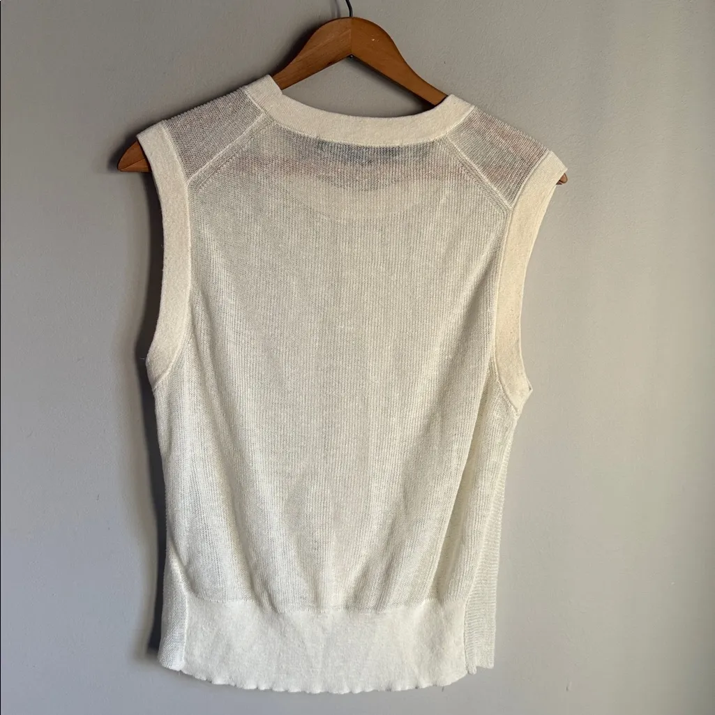 VERONICA BEARD Kellen Crewneck Cap-Sleeve Twist-Front Sweater in Ivory Medium - Image 3