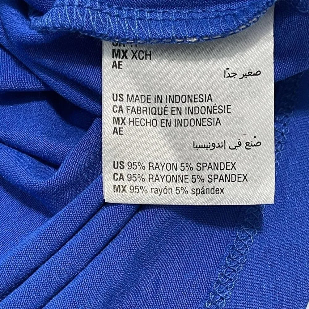 JM Collection Cold Shoulder Top Short Sleeves Blue Dragon Stretchy Scoop Neck XS - Image 7