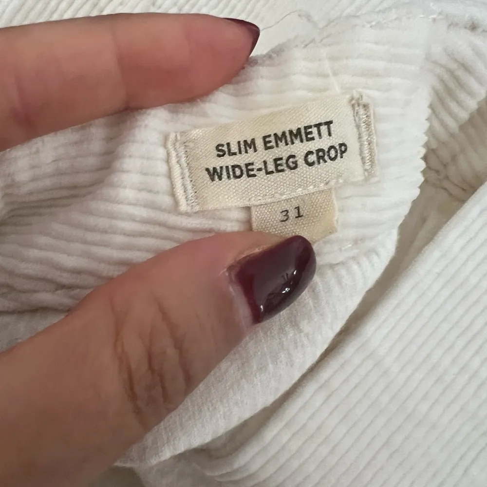 MADEWELL Ermett Crop Corduroy White High Waist White Pants Sz 31 - Image 9