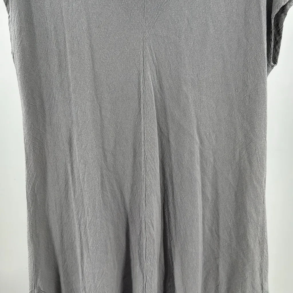 Oh My Gauze! Gray Midi Dress short sleeve cotton XL flowy vacation boho neutral - Image 8
