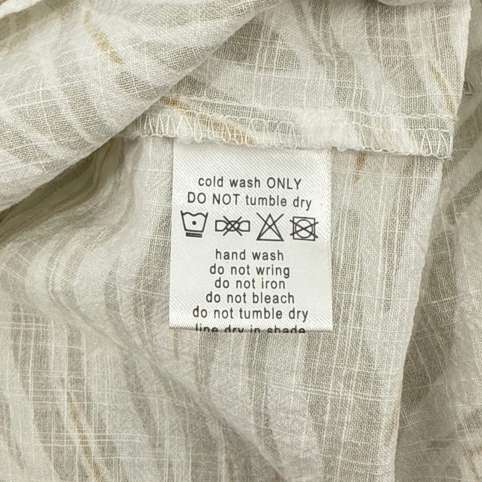 Lullaby Club Women's Penny Smock Blouse S/M Tie Front Print Linen Cotton Relaxed White Size M - Image 9