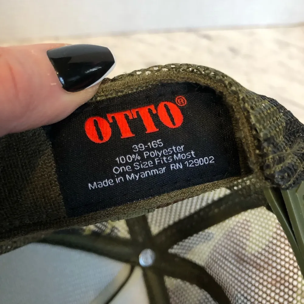 Black and White Camo Charmed Smokey and the Bandit Patch Trucker Hat OS Green - Image 9