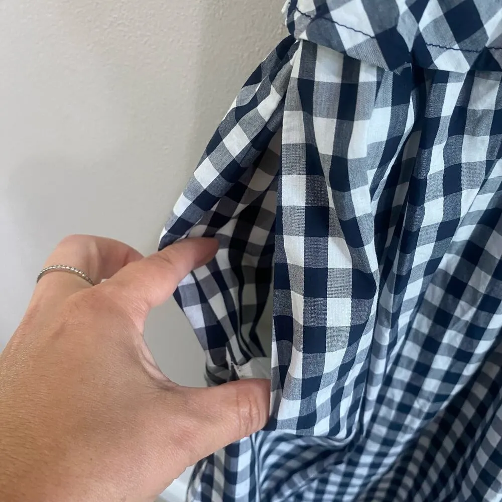 J. Crew Shirtdress Gingham A-Line Blue and White Dress Size 4 - Image 8