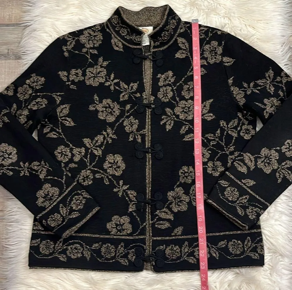 merino wool floral cardigan sweater M - Image 6