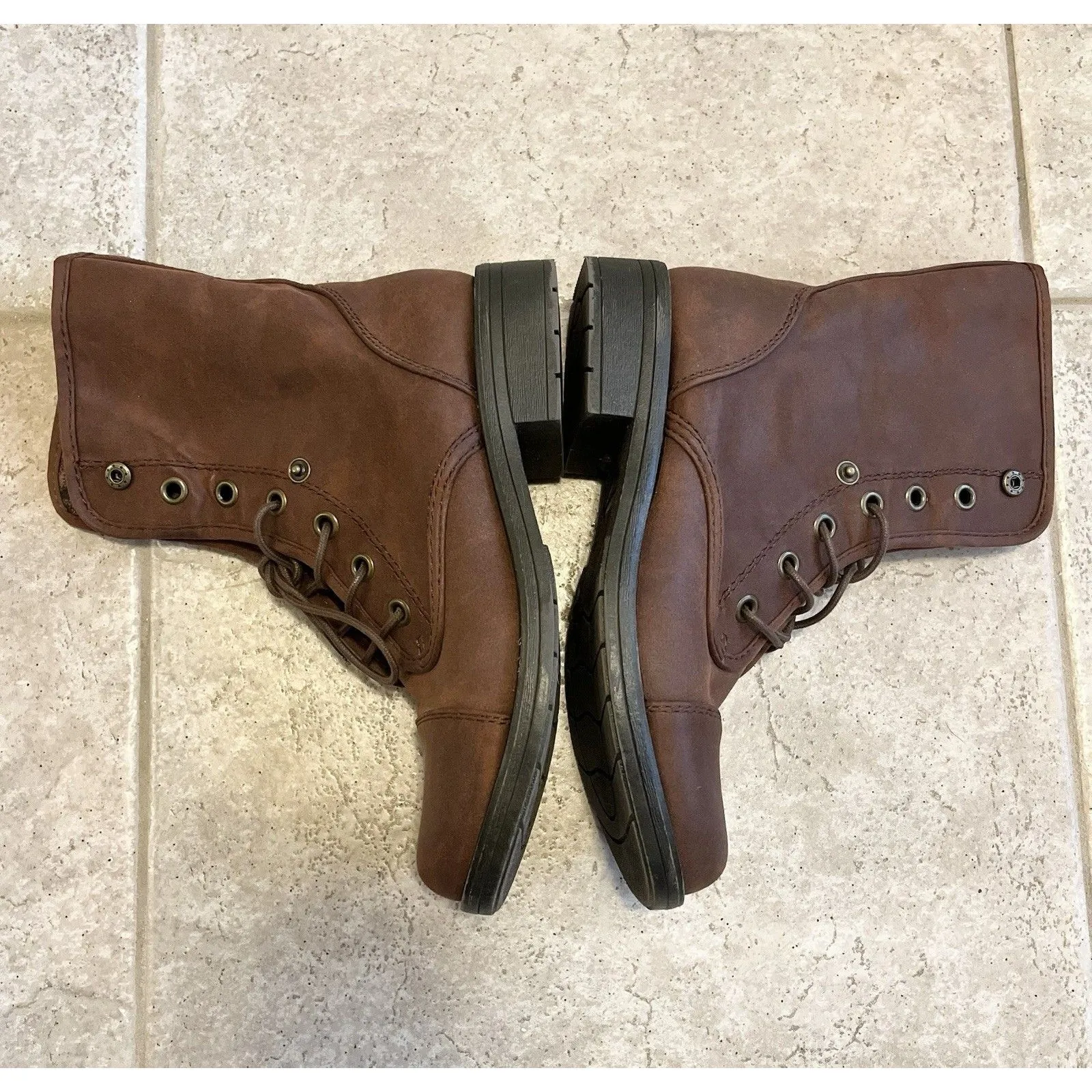 Arizona Jeans Co. Yolanda Woman's Size 9 Brown w Plaid Fold Over Snap Boots - Image 6