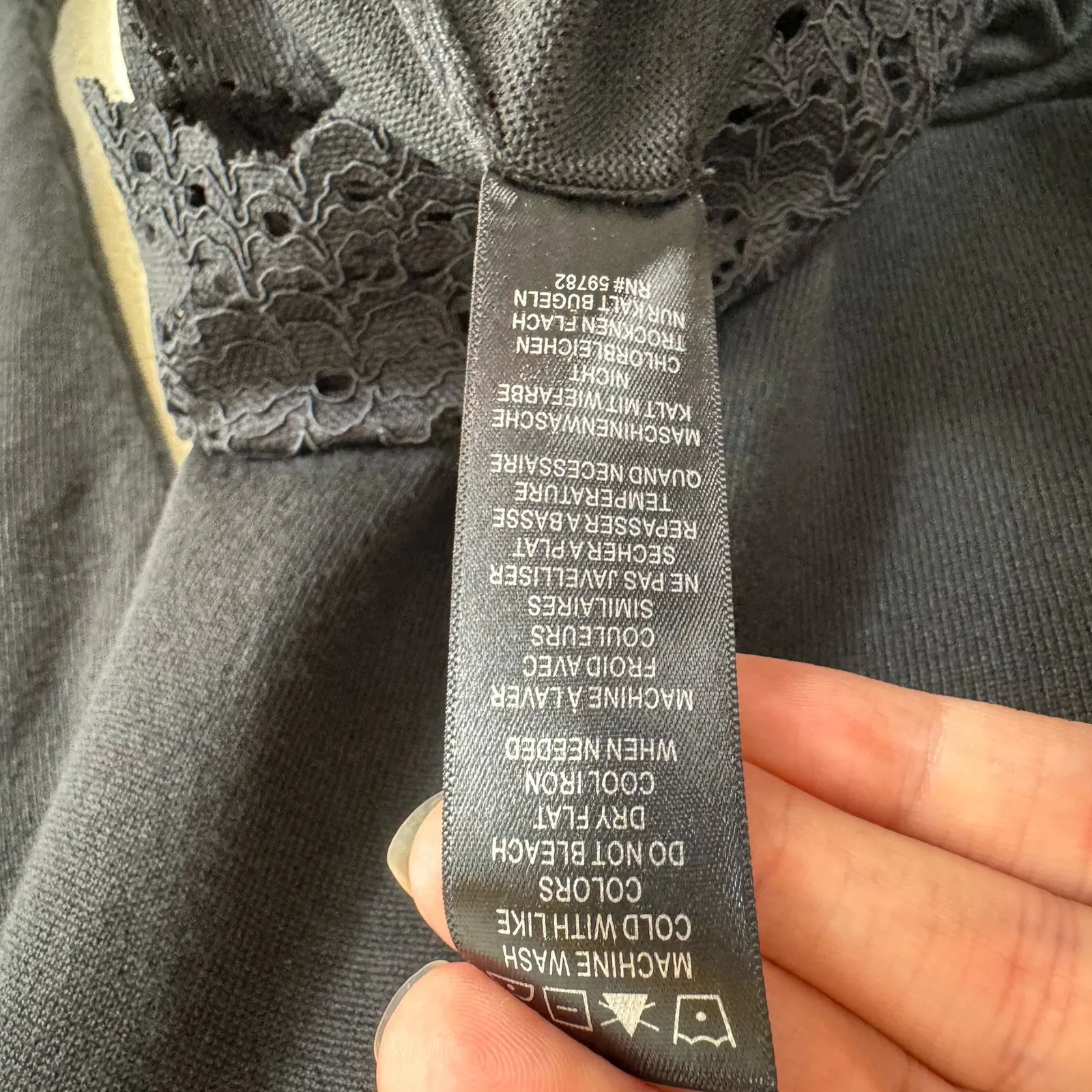 Adrianna Papell‎ Black Long Sleeve Lace Trim Lightweight Tight Knit Sweater Sz S - Image 6