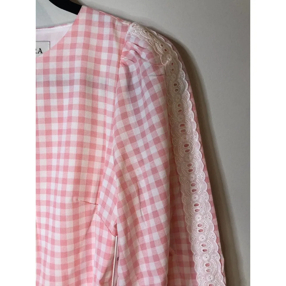 Pink Gingham Lace Girly Feminine Cottagecore Preppy Dress - Image 53