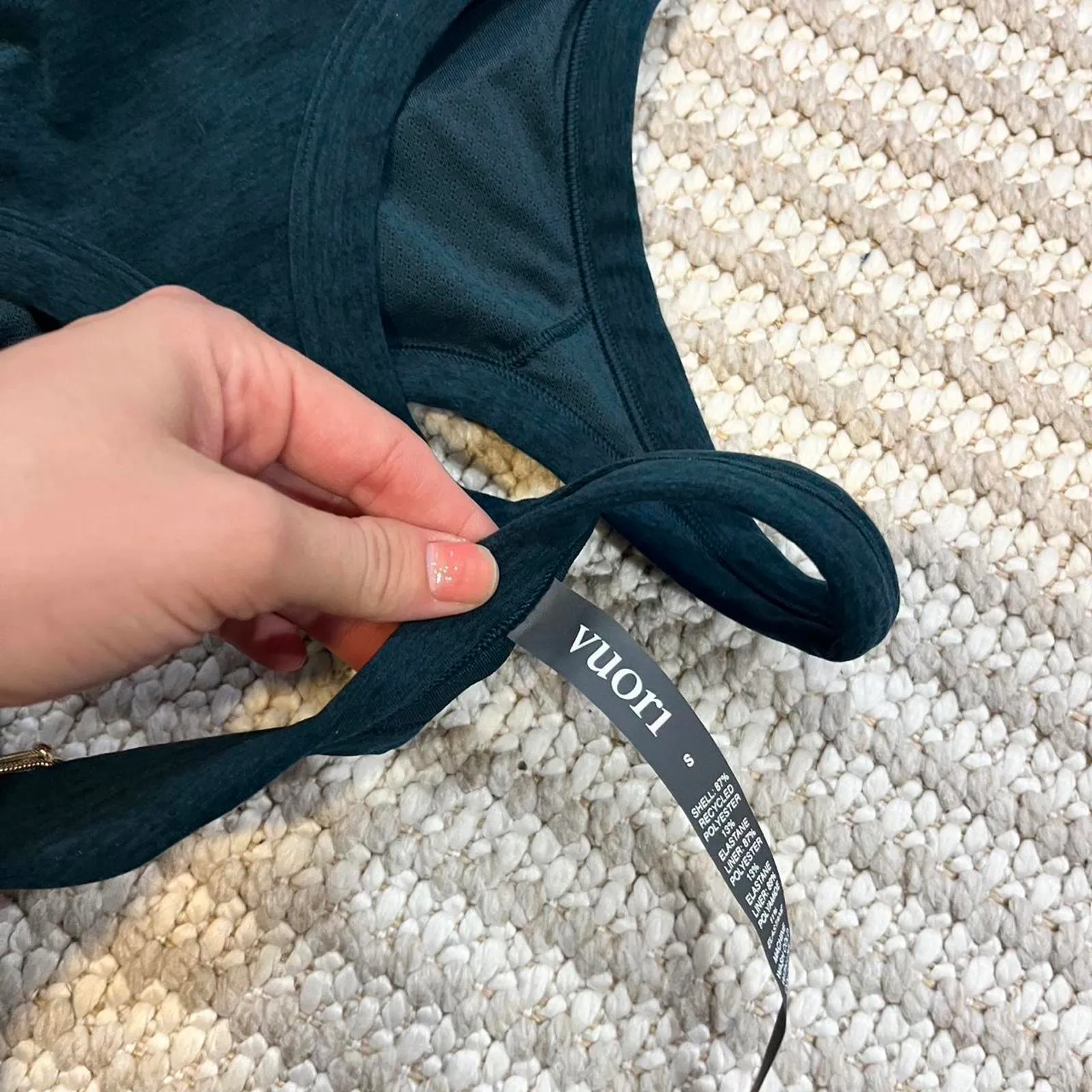 Vuori Elevation Racer Bra in Moss Heather - Image 7