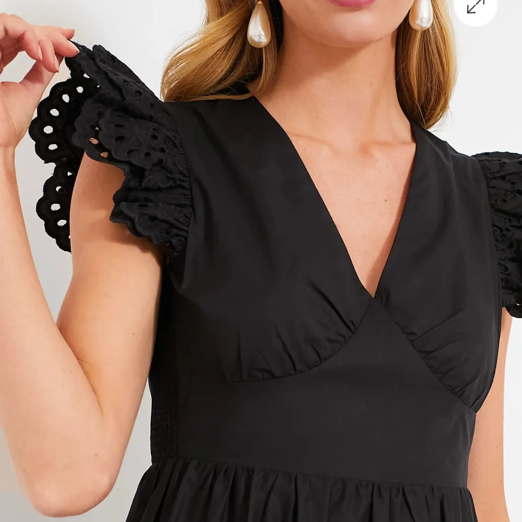 HYACINTH HOUSE Black Eyelet Marshall Midi Dress Black - Image 2