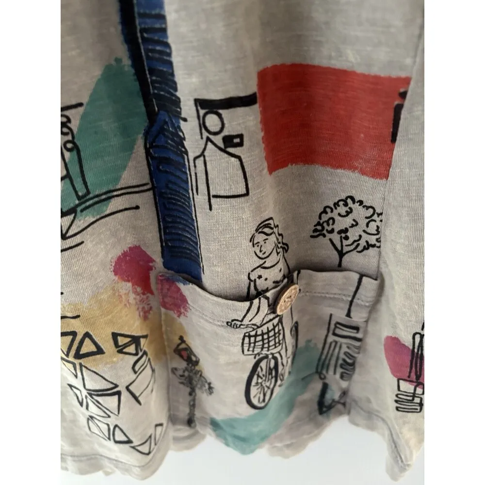Ali Miles Tunic Top Size L Gray Lagenlook Artsy Pockets City Downtown Bike Dog Size L - Image 5