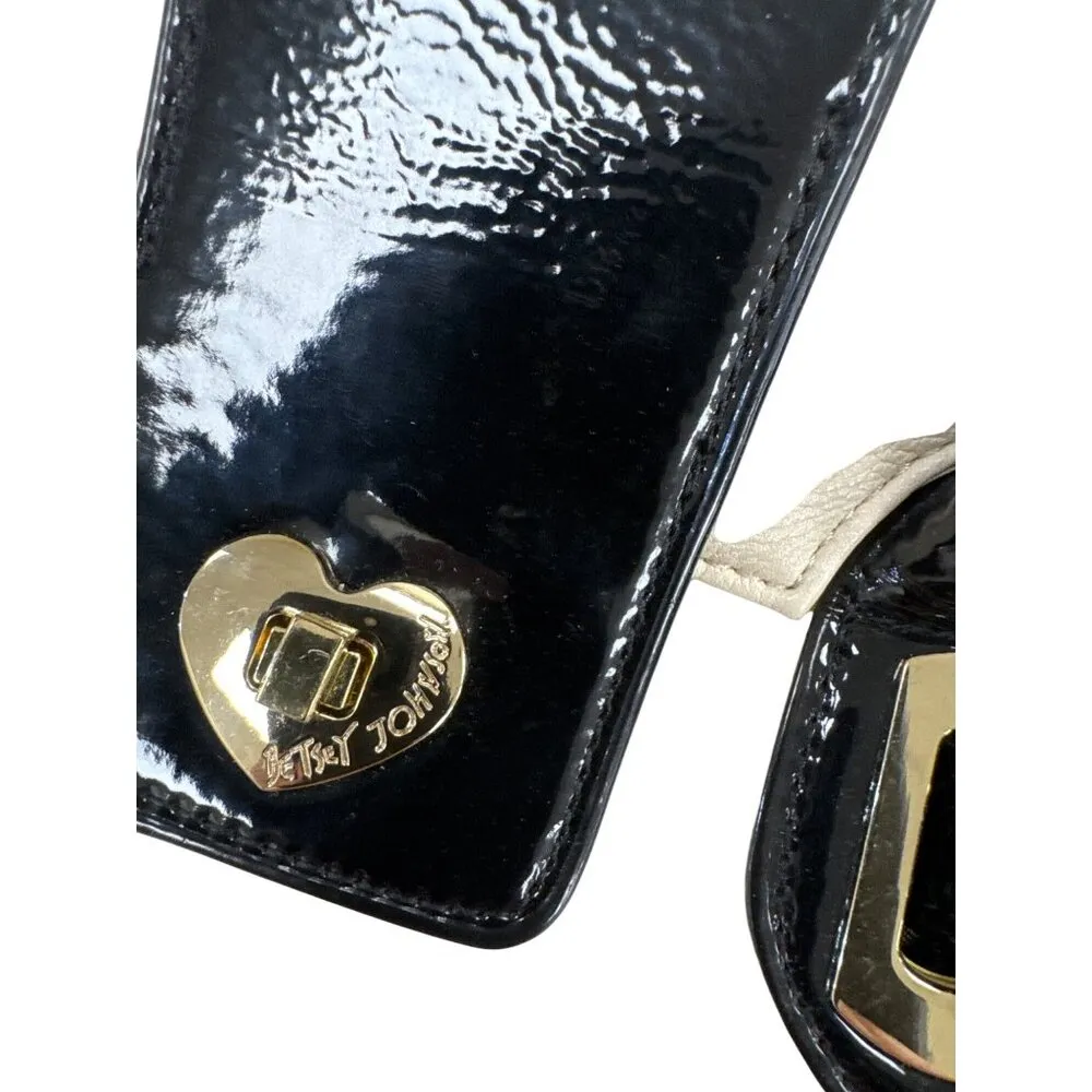 Betsey Johnson Womens Cream & Black Crossbody Purse 10x12 SKU 7055 - Image 3