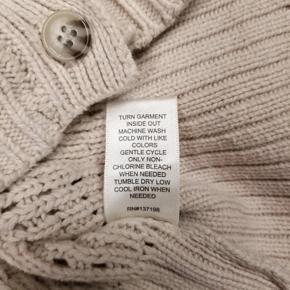 Rachel Zoe Button Front Cotton Cardigan Oatmeal Beige Sz Small - Image 10