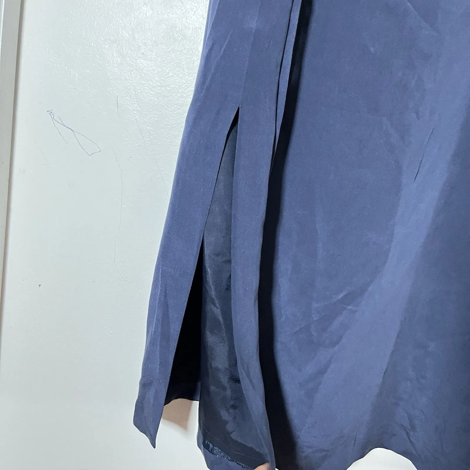 Valerie Stevens Navy Dress Womens 6 Blue Shift Silk Classic Minimalist Lined - Image 5