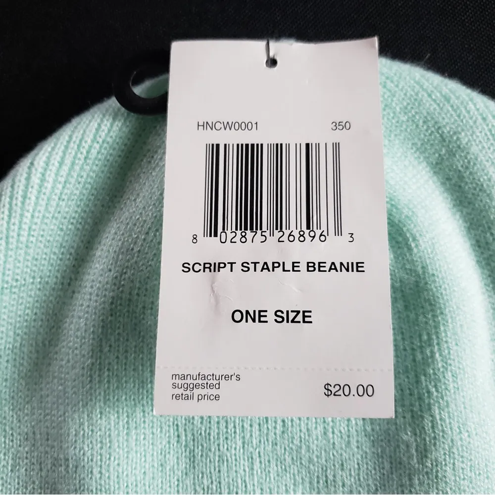 Hurley  Script Staple Beanie Mint Blue NWT‎ Embroidered - Image 3
