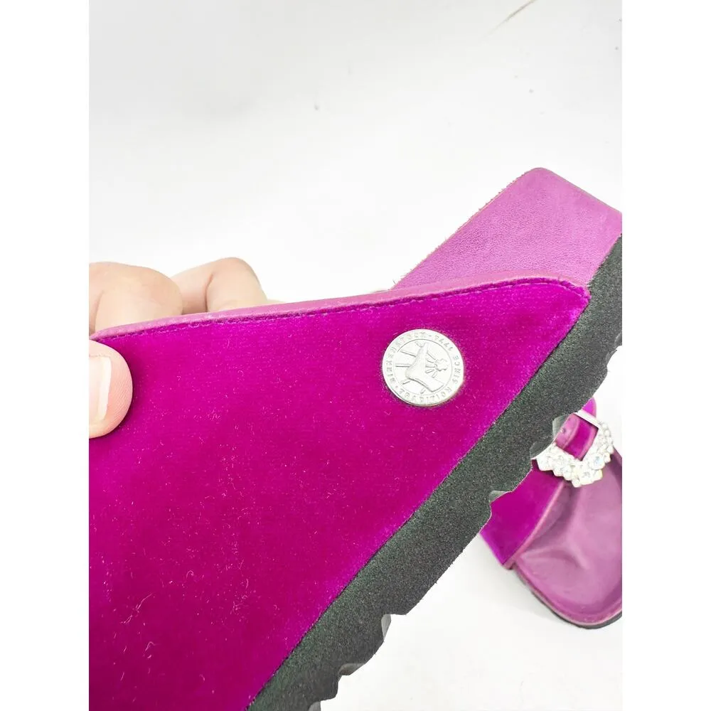 Manolo Blahnik Birkenstock Sandal in Fuchsia Velvet 37 - Image 6