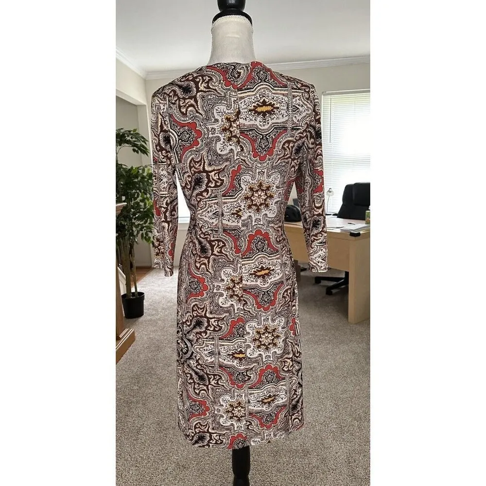 Charter Club Career Dress Multi Equestrian Print Size S Faux  Wrap Leath… - Image 2